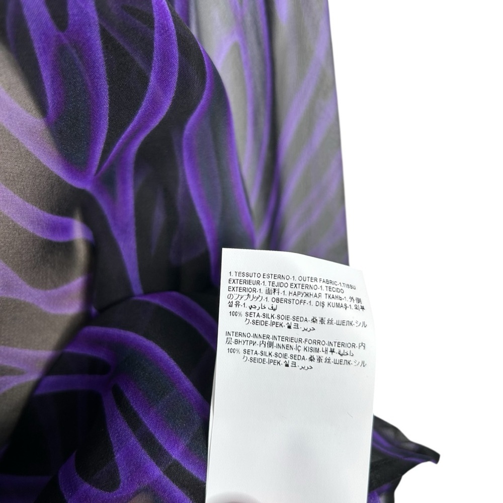 VERSACE Printed Silk Chiffon Shirt Black Orchid Purple Button Down Shirt Size 10 - Picture 13 of 14